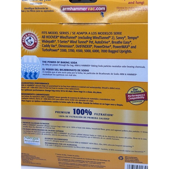 Arm & Hammer Hoover Type Y Z Odor Eliminating Vacuum Bags*3 Pack*Brand New - Picture 3 of 5